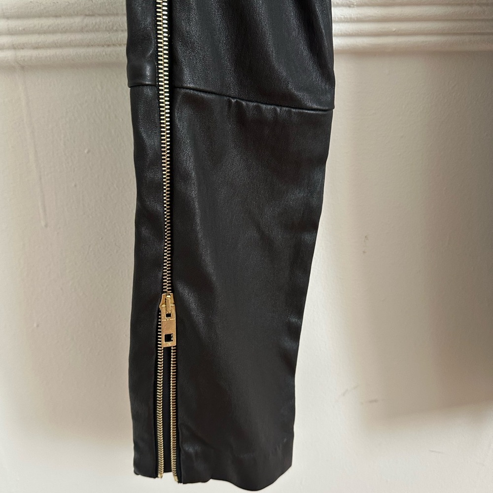Rag & Bone Black Leather Leggings w/ Gold Zippers - Picture 5 of 7
